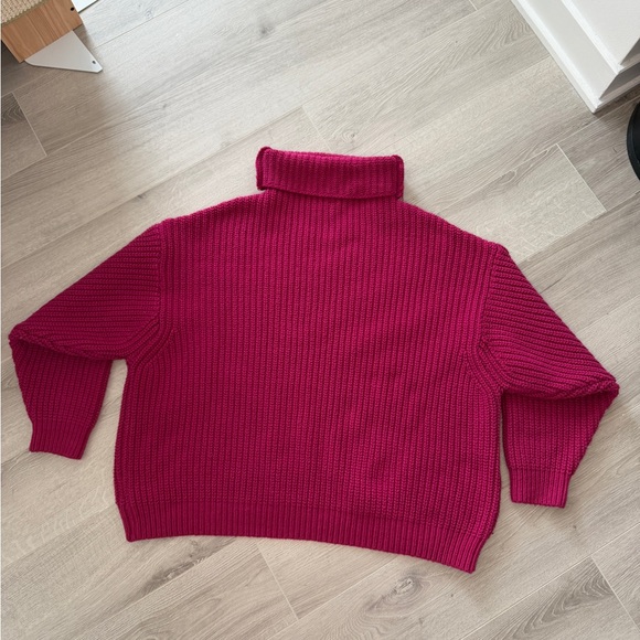 Free People Chunky Knit Turtleneck Sweater Pink Oversized Medium - Picture 4 of 7